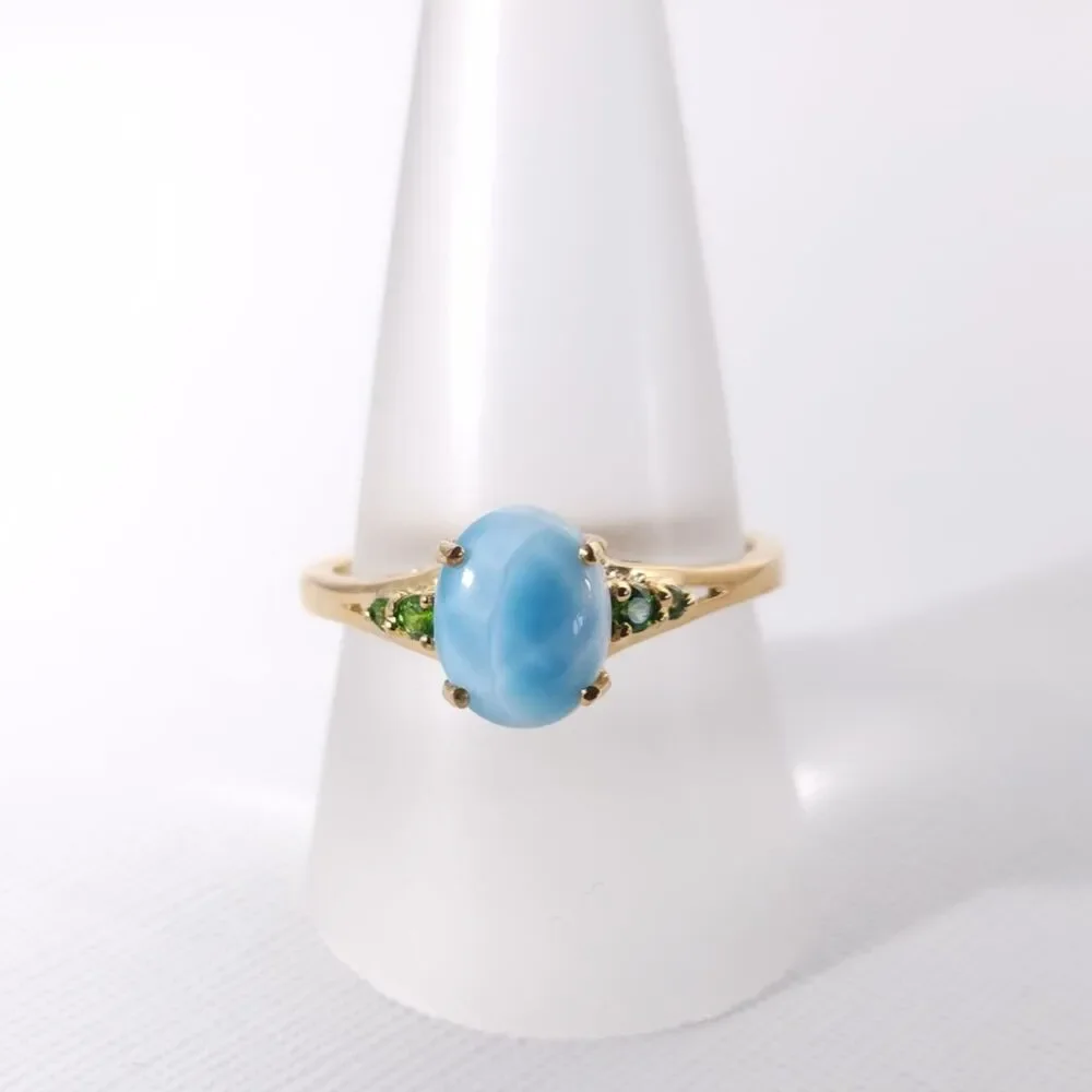 Larimar 1.9 Carats Ring Vermeil YG over Sterling Silver Size 9